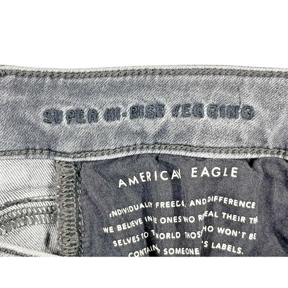 American Eagle Super Hi Rise Jegging Women's 8 Long Distressed Flame Hem Pockets - Picture 4 of 16